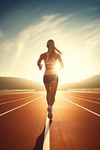 Athletic female running jogging adult day. AI generated Image by rawpixel.