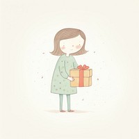 Girl character holding gift drawing sketch celebration. AI generated Image by rawpixel.