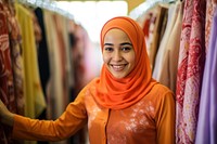 Muslim Indonesian woman scarf smile happy. 