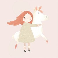 Girl character holding a unicorn doll nature representation creativity. 