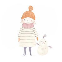 Girl character in winter costume snowman white background representation. AI generated Image by rawpixel.