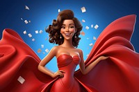 Happy woman in prom dress cartoon adult celebration. AI generated Image by rawpixel.
