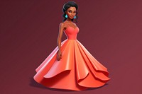 Black woman in prom dress fashion cartoon adult. AI generated Image by rawpixel.
