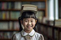 Cute asian schoolgirl library book publication. AI generated Image by rawpixel.