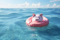 Piggy bank floating outdoors mammal. AI generated Image by rawpixel.