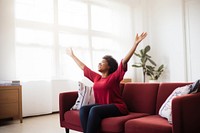 Positive thinking black woman furniture adult happy. AI generated Image by rawpixel.