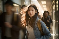 Asian teenager students walking portrait adult contemplation. AI generated Image by rawpixel.
