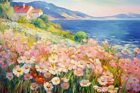 Landscape daisy architecture outdoors painting