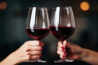 Glasses of red wine bottle drink hand. AI generated Image by rawpixel.