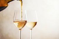 White wine glass pouring bottle. AI generated Image by rawpixel.