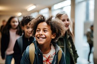 Pupils walking laughing student school. AI generated Image by rawpixel.