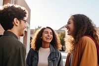 Young hispanic student group laughing adult happy. AI generated Image by rawpixel.