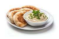 Baba Ganoush food bread plate. 