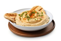 Hummus food bread white background. AI generated Image by rawpixel.