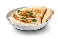 Hummus food bread white background. AI generated Image by rawpixel.