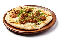 Manakish Arabian food pizza meat meal. AI generated Image by rawpixel.