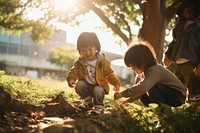 Cute children playing in the park outdoors adult togetherness. AI generated Image by rawpixel.