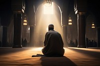 Muslim man praying adult contemplation. AI generated Image by rawpixel.
