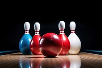 Bowling ball knocking over Bowling pins recreation sports game. AI generated Image by rawpixel.