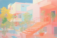 Buildings drawing architecture staircase. AI generated Image by rawpixel.