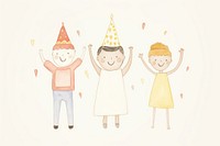 Three diverse characters party cheerful drawing sketch. AI generated Image by rawpixel.