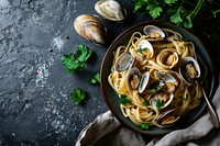 Pasta white wine sauce food clam seafood. AI generated Image by rawpixel.
