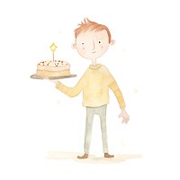 Boy character holding birthday cake dessert food celebration. AI generated Image by rawpixel.