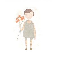 Girl character holding flowers child white background creativity. AI generated Image by rawpixel.