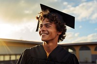 Latin boy on his high school graduation day student portrait smile. AI generated Image by rawpixel.