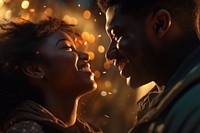 Black couple looking at each other adult affectionate togetherness. AI generated Image by rawpixel.