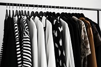 Clothes monochrome closet rack. AI generated Image by rawpixel.