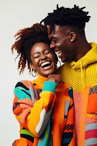 Black happy couple laughing portrait photo. AI generated Image by rawpixel.