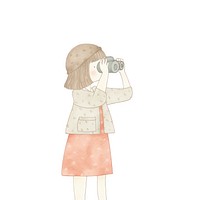 Girl character holding binoculars child white background photographing. AI generated Image by rawpixel.