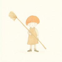 Kid character holding broomstick cleaning white background creativity. AI generated Image by rawpixel.