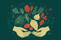 Hands holding vegetables graphics green plant. AI generated Image by rawpixel.