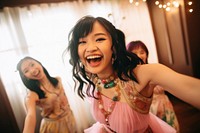 Asian girls dance party at home celebration laughing smile. AI generated Image by rawpixel.