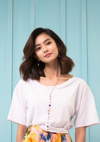 Thai woman wearing a cute fashion style necklace blouse sleeve. AI generated Image by rawpixel.