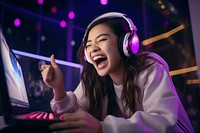 Young Asian woman headset headphones adult. AI generated Image by rawpixel.