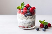 Chia pudding blueberry dessert fruit. AI generated Image by rawpixel.