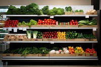 Healthy food supermarket vegetable shelf. AI generated Image by rawpixel.