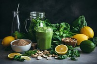 Healthy detox green smoothies ingredient blender fruit. AI generated Image by rawpixel.