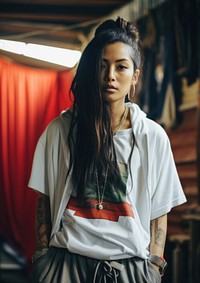 Laos woman wearing a hip hop fashion necklace portrait adult. AI generated Image by rawpixel.