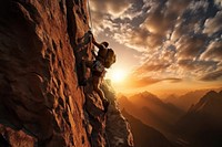 Rock Climbing climbing sports recreation. AI generated Image by rawpixel.