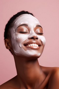 White clay mask portrait adult women. AI generated Image by rawpixel.