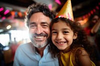 Young girl and dad portrait birthday smiling. AI generated Image by rawpixel.