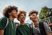 Basketball team cheerful laughing teen. 