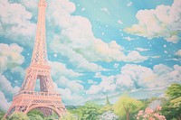 Eifel tower architecture painting art. AI generated Image by rawpixel.