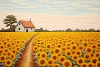 Sunflower field sunflower architecture landscape. AI generated Image by rawpixel.