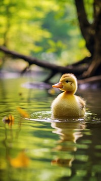 Duck on river nature outdoors animal. AI generated Image by rawpixel.