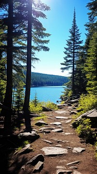 Sky Pond Lake Trail Hike nature trail lake. AI generated Image by rawpixel.